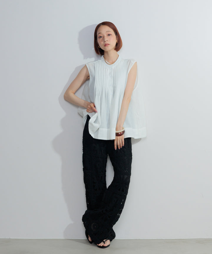 【再入荷】ブロッククロシェニットパンツ