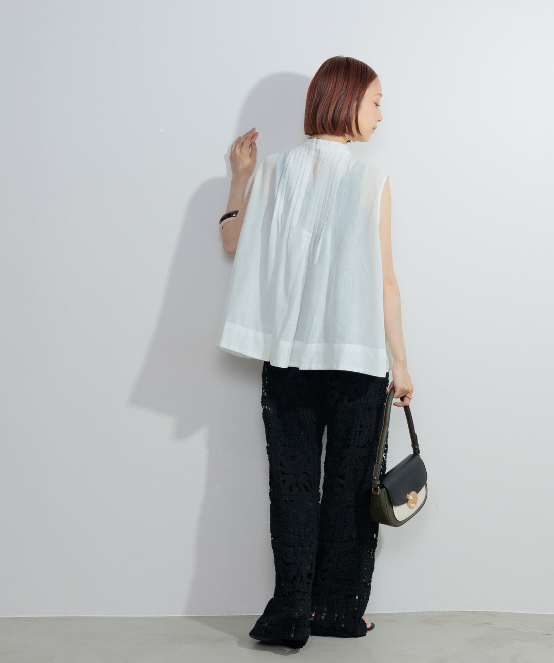 【再入荷】ブロッククロシェニットパンツ