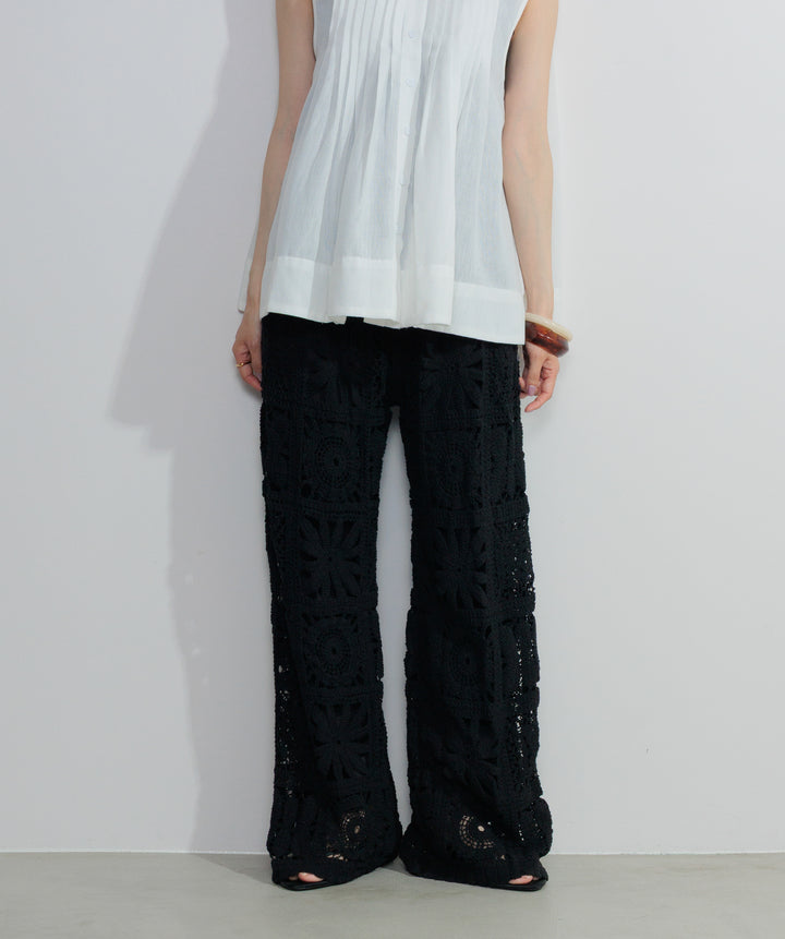 【再入荷】ブロッククロシェニットパンツ
