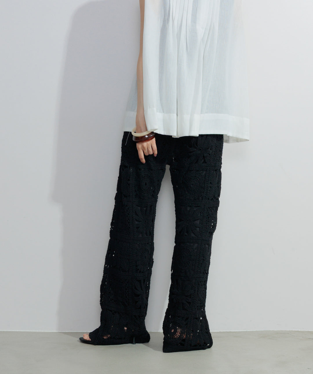 【再入荷】ブロッククロシェニットパンツ