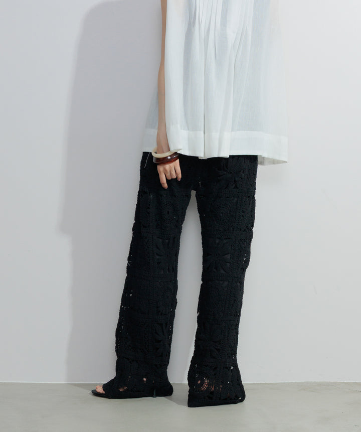 【再入荷】ブロッククロシェニットパンツ