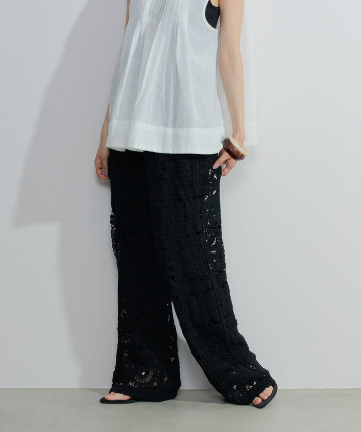 【再入荷】ブロッククロシェニットパンツ