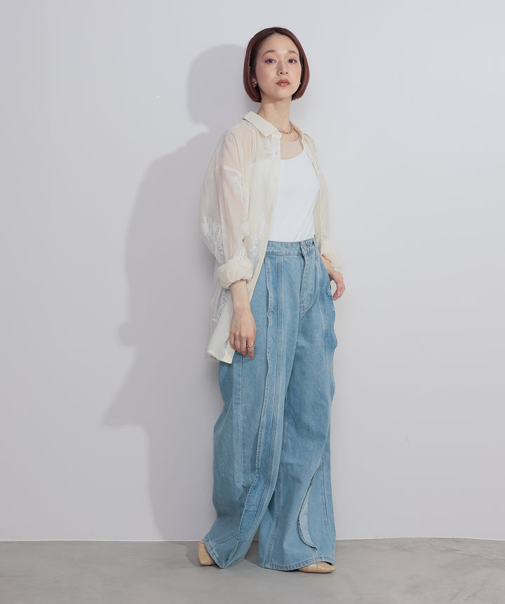 フリルウェーブデニムパンツ