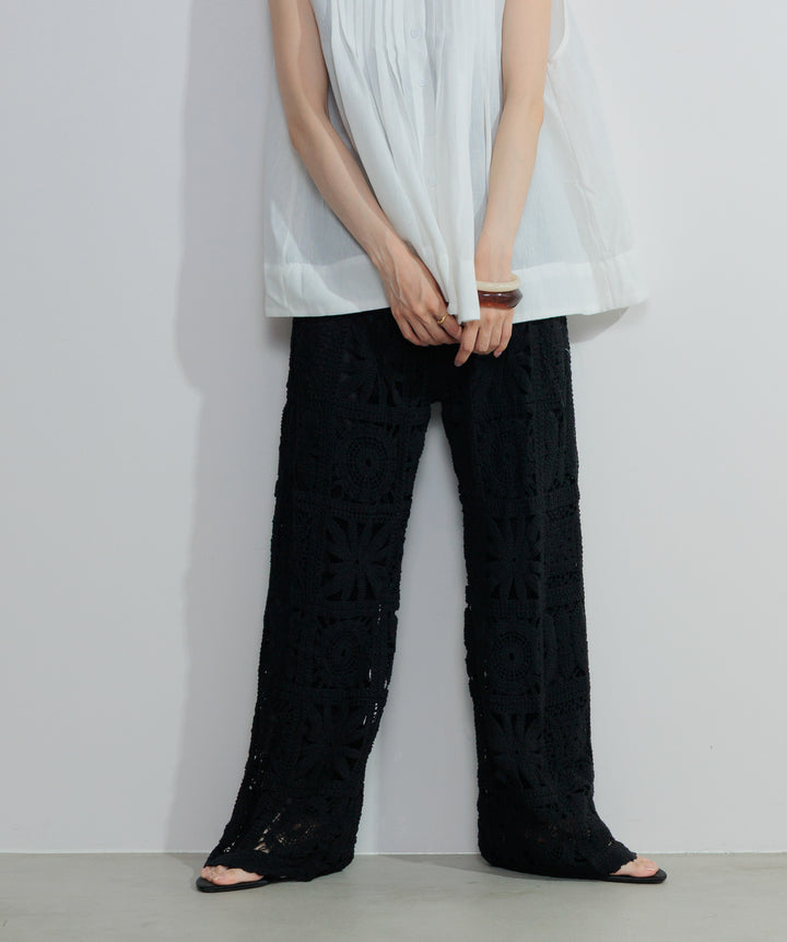 【再入荷】ブロッククロシェニットパンツ