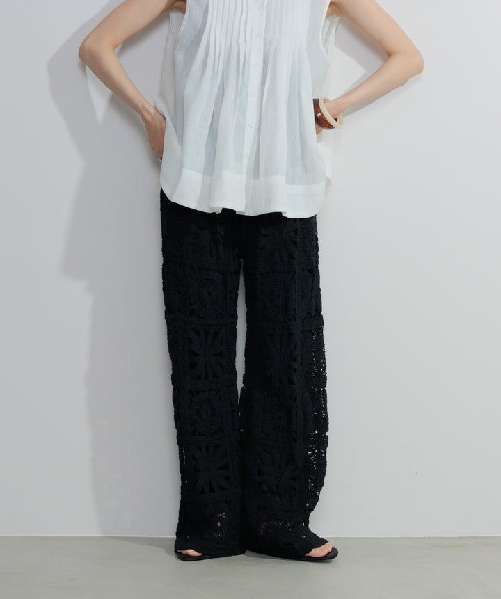 【再入荷】ブロッククロシェニットパンツ