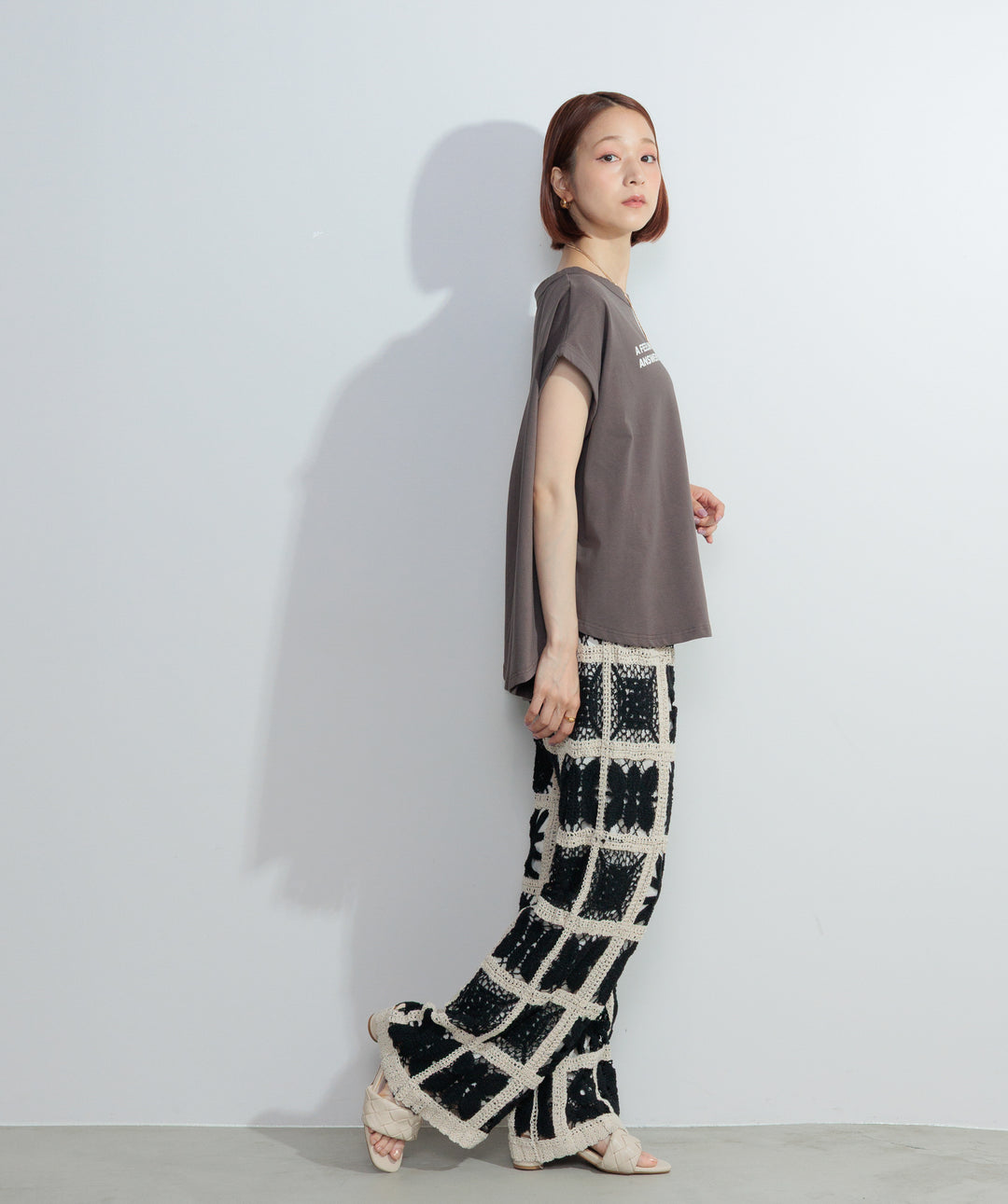 【再入荷】ブロッククロシェニットパンツ