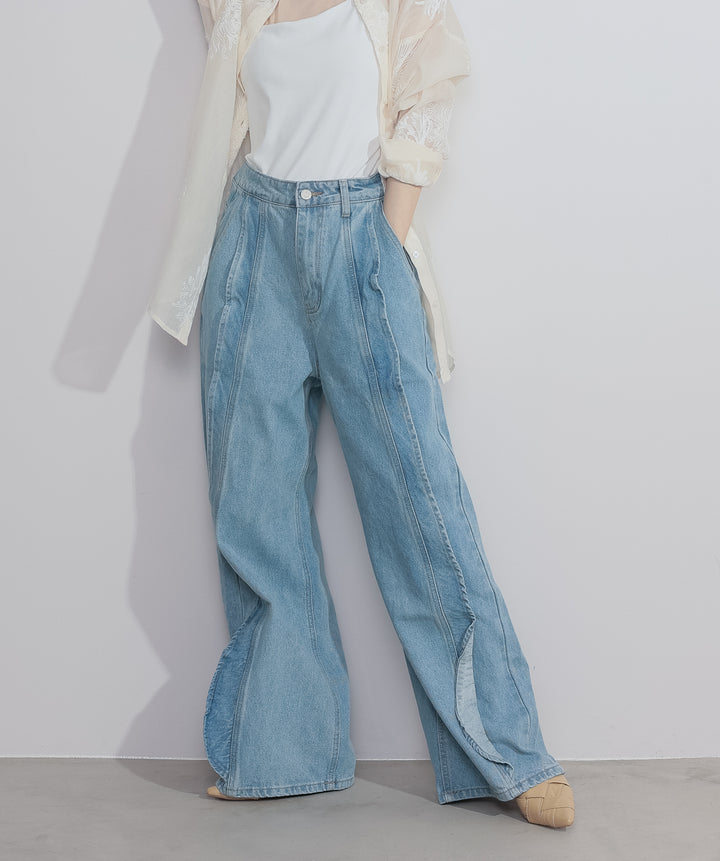 フリルウェーブデニムパンツ