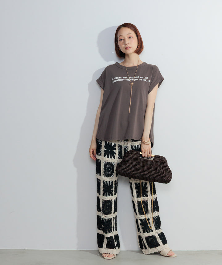 【再入荷】ブロッククロシェニットパンツ