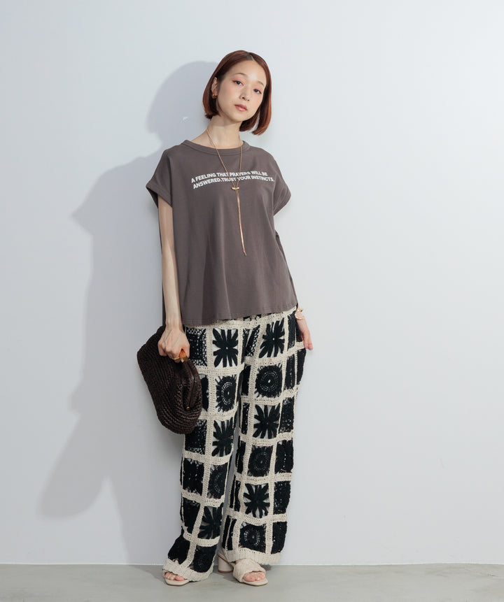 【再入荷】ブロッククロシェニットパンツ