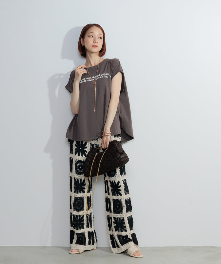【再入荷】ブロッククロシェニットパンツ