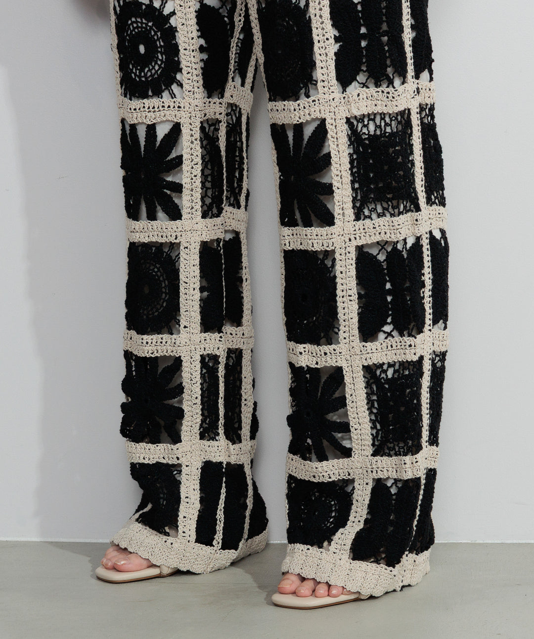 【再入荷】ブロッククロシェニットパンツ