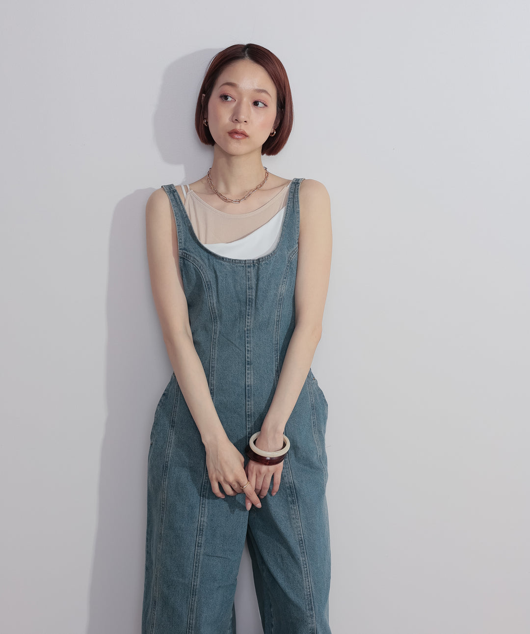 ラインデニムサロペット