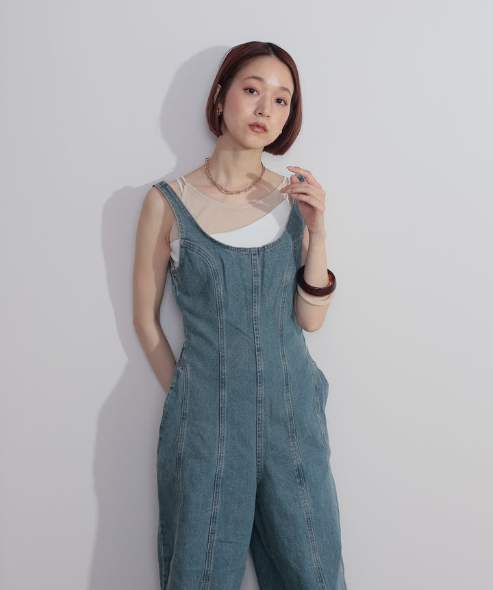 ラインデニムサロペット