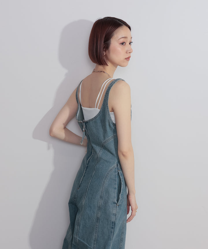 ラインデニムサロペット