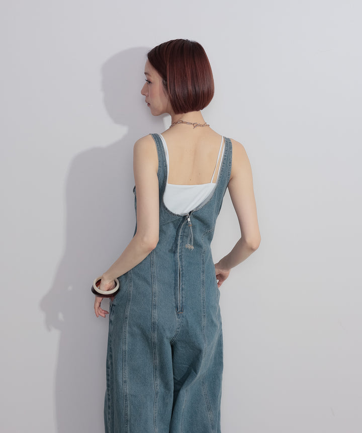 ラインデニムサロペット