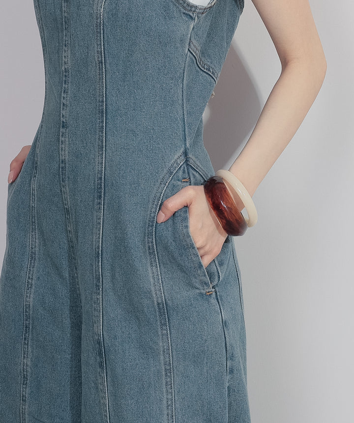 ラインデニムサロペット