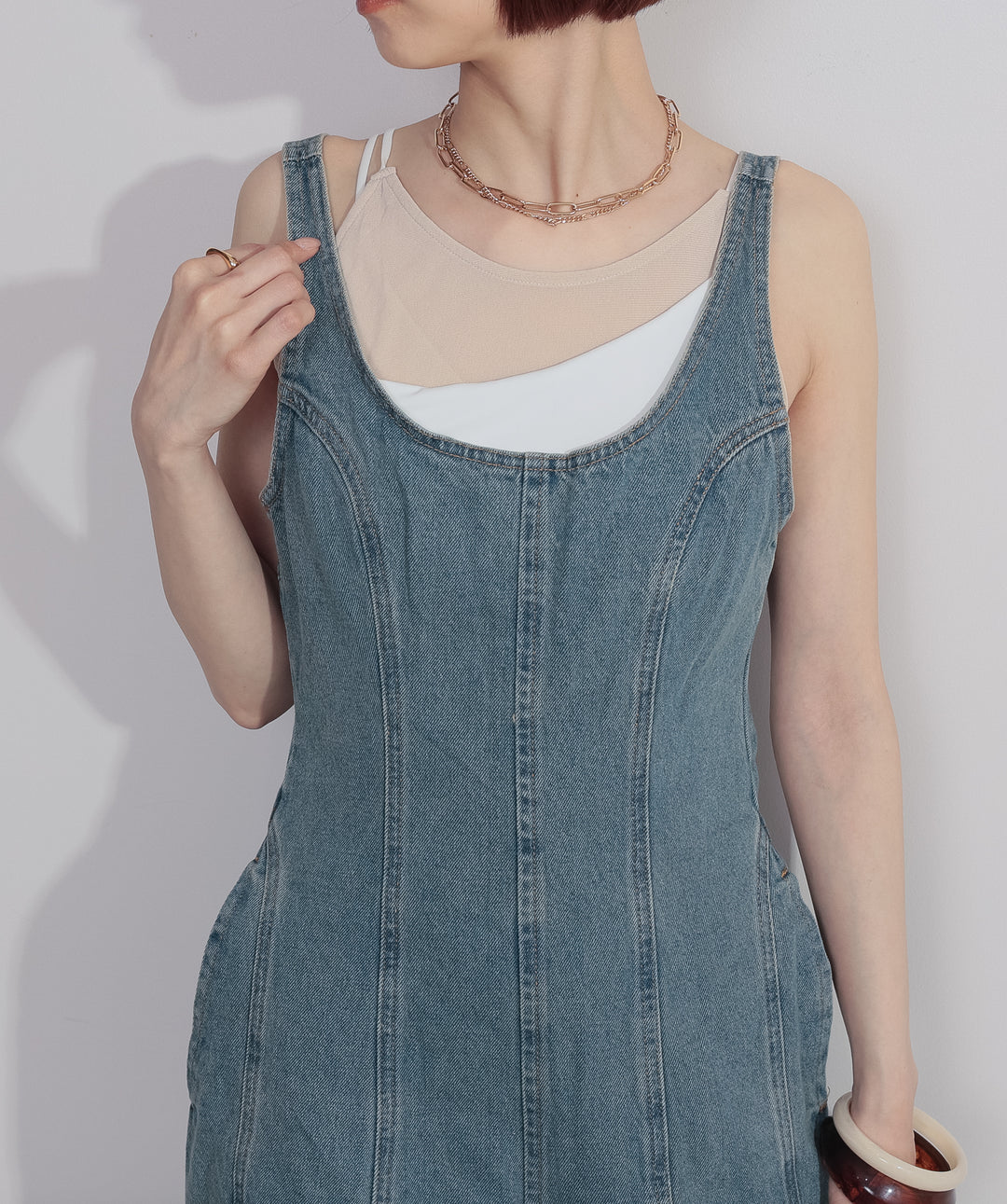 ラインデニムサロペット