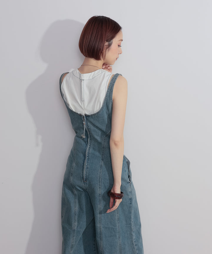 ラインデニムサロペット