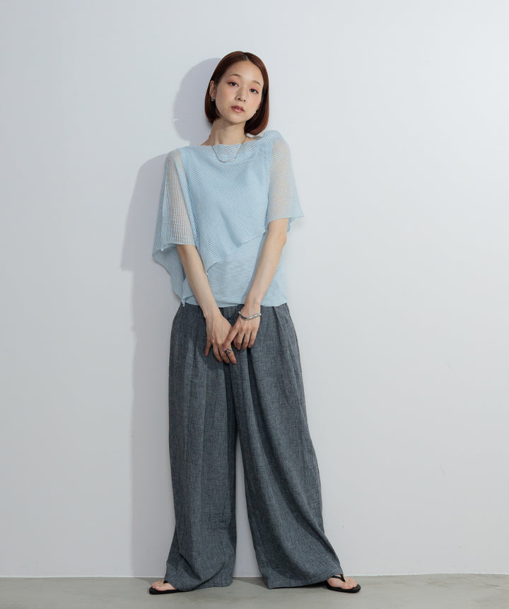 レイヤードオフショルニットトップス