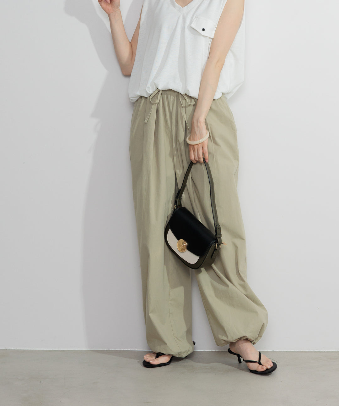 【SET】サマーニットバルーンポケットトップス+タックデザインドロストパンツ(2set)