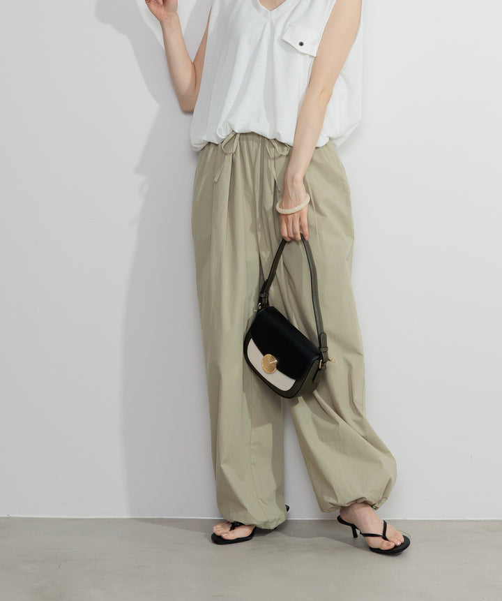 【SET】サマーニットバルーンポケットトップス+タックデザインドロストパンツ(2set)