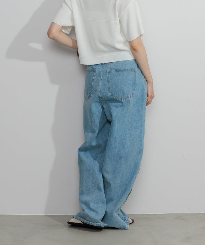 【SET】クロップドジップニットカーディガン+フリルウェーブデニムパンツ(2set)