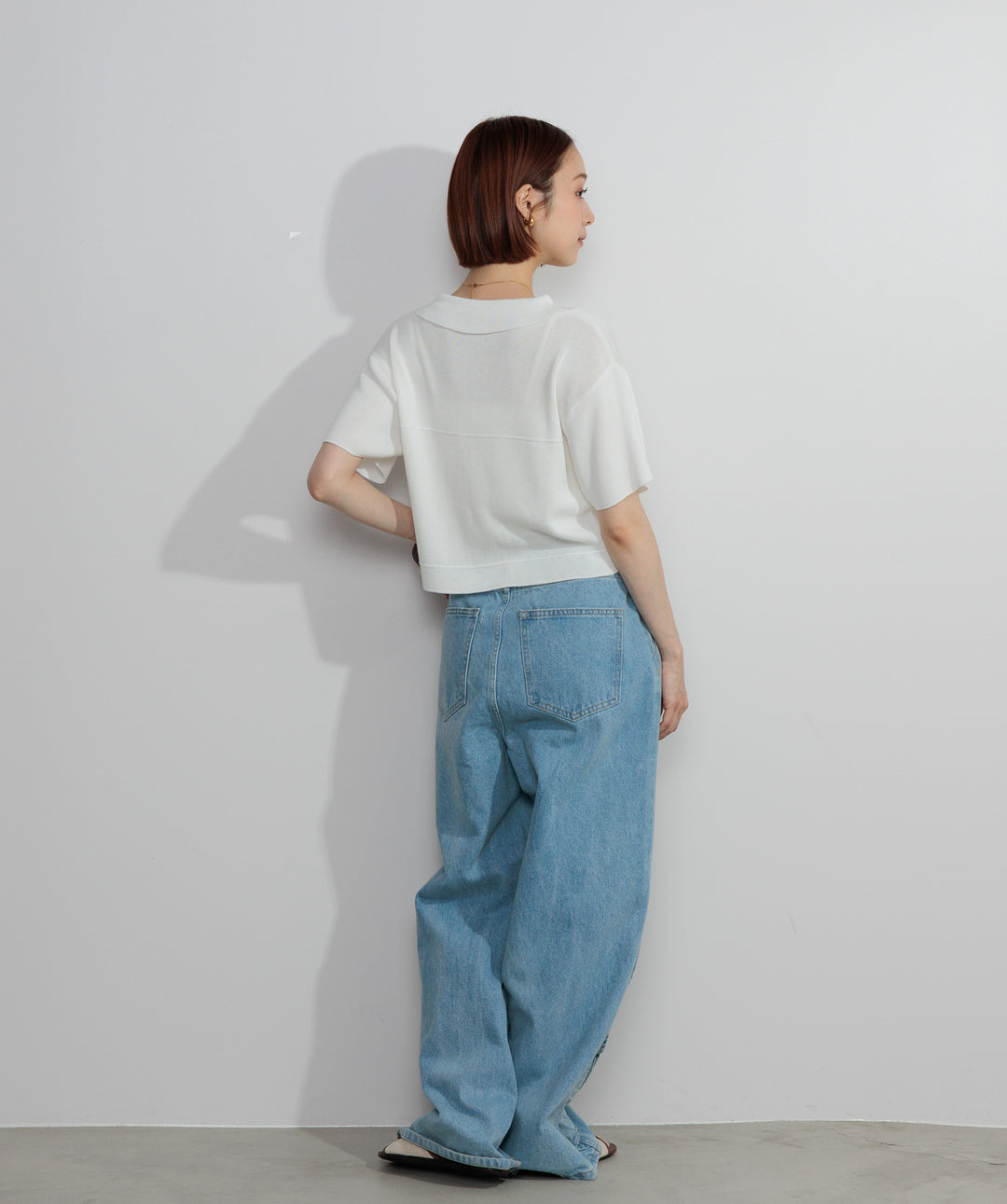 【SET】クロップドジップニットカーディガン+フリルウェーブデニムパンツ(2set)