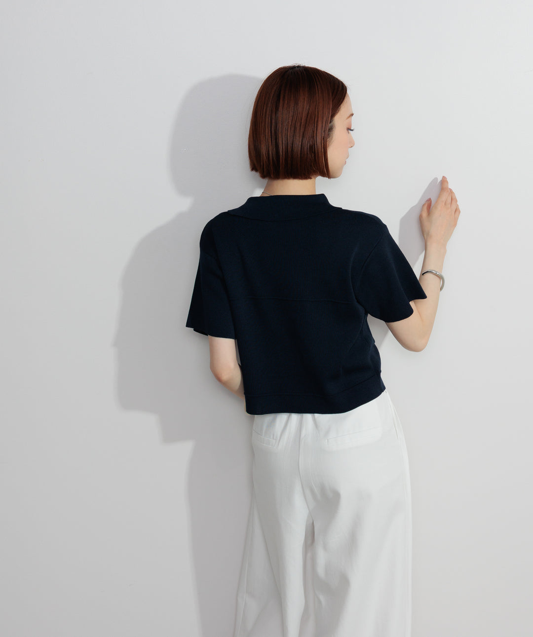 【SET】クロップドジップニットカーディガン+タックワイドパンツ(2set)