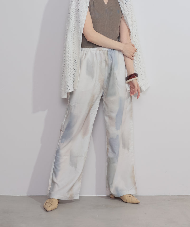 【SET】クロシェレースシャツ+シアーVネックリブトップス+水彩総柄シアーパンツ(3set)