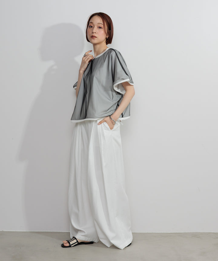 【SET】オーバーチュールレースボックスプルオーバー+タックワイドパンツ(2set)