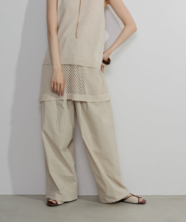 【SET】ニットタンク×メッシュラップスカートセット+タックデザインドロストパンツ(2set)