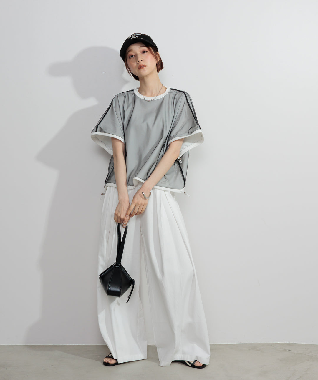 【SET】オーバーチュールレースボックスプルオーバー+タックワイドパンツ(2set)