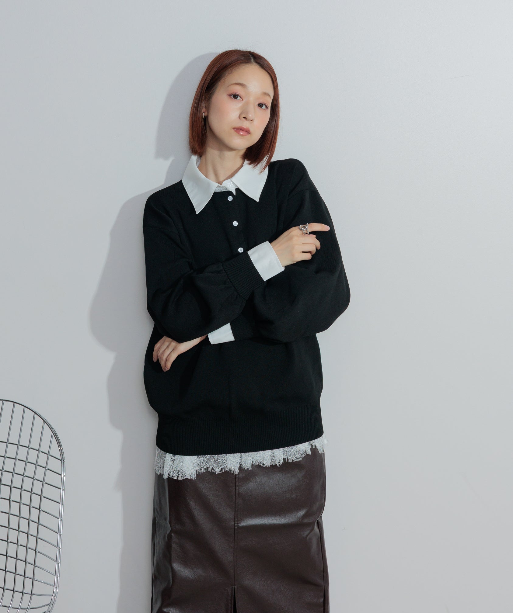 シャツレイヤードポロニット – OandI