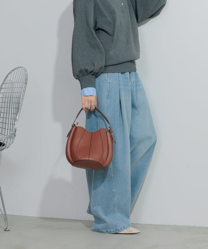 【SET】シャツレイヤードポロニット+ハイウエストベルトループデザインデニムパンツ(2set)