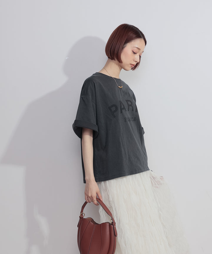 【SET】ピグメントロゴプリントTシャツ+ワッシャーレーススカート(2set)