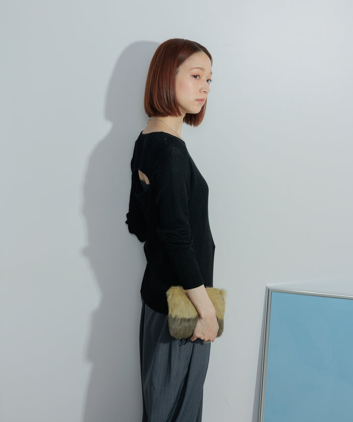 【SET】バックオープンリブカットソー+ピンストライプタックパンツ(2set)