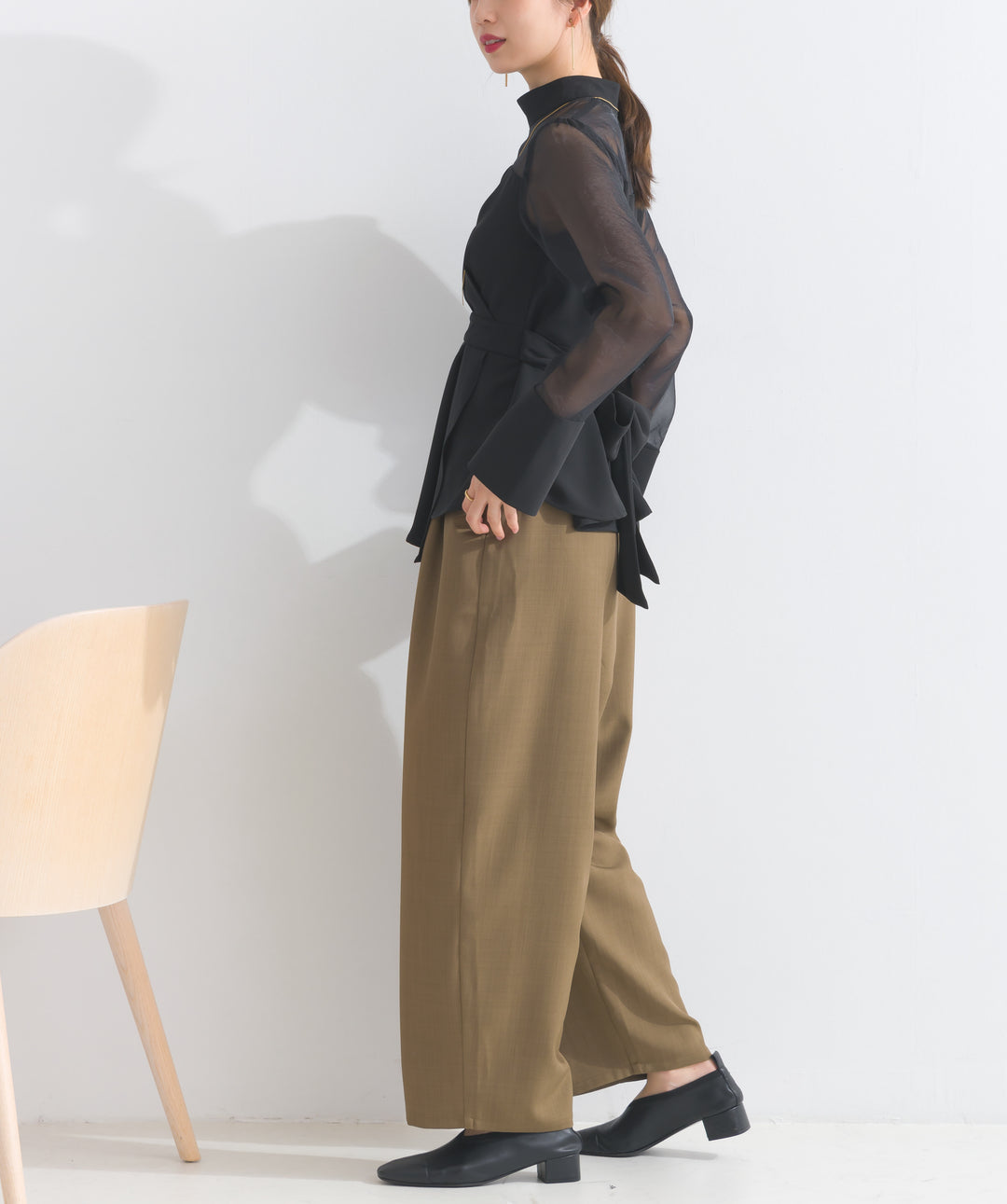 オーガンジードッキングカシュクールブラウス