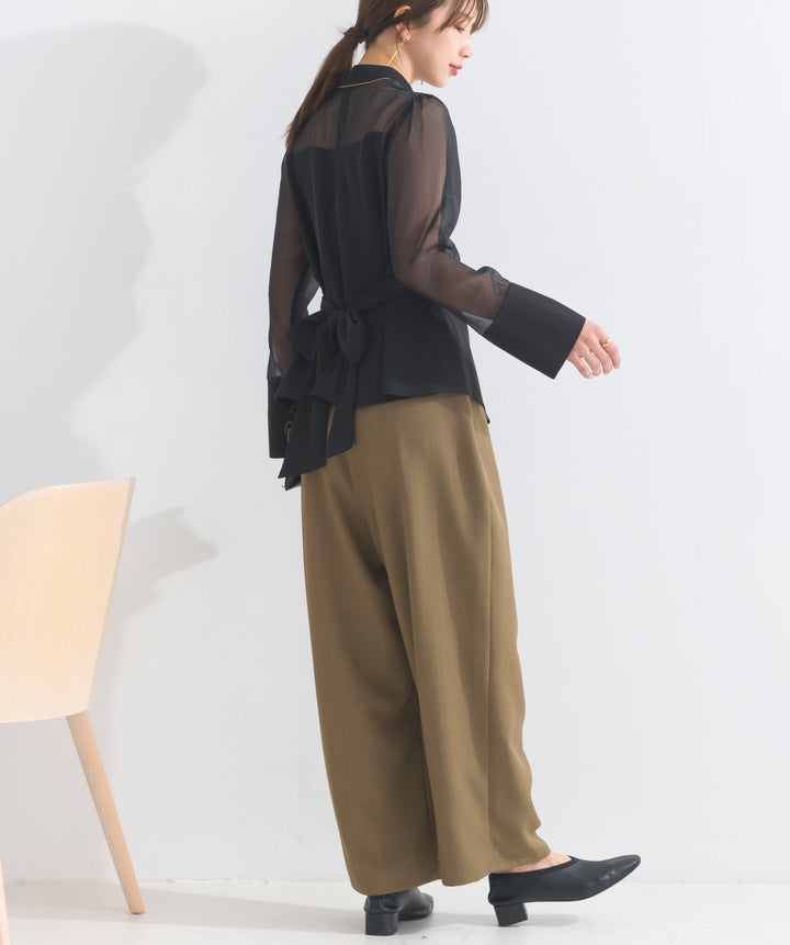 オーガンジードッキングカシュクールブラウス