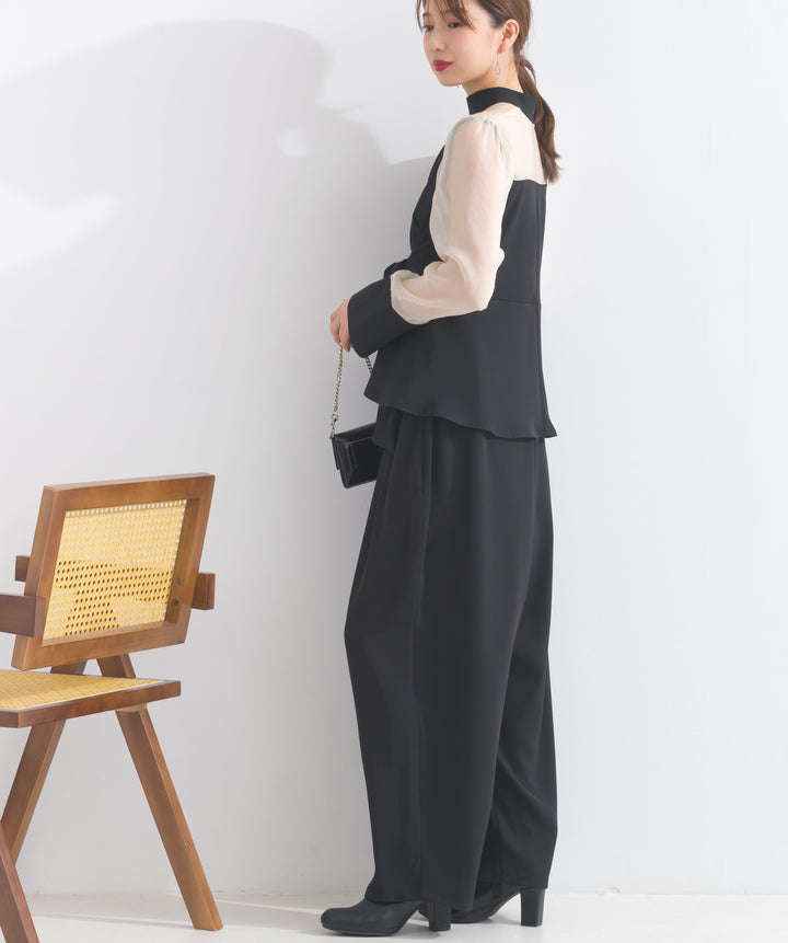 オーガンジードッキングカシュクールブラウス