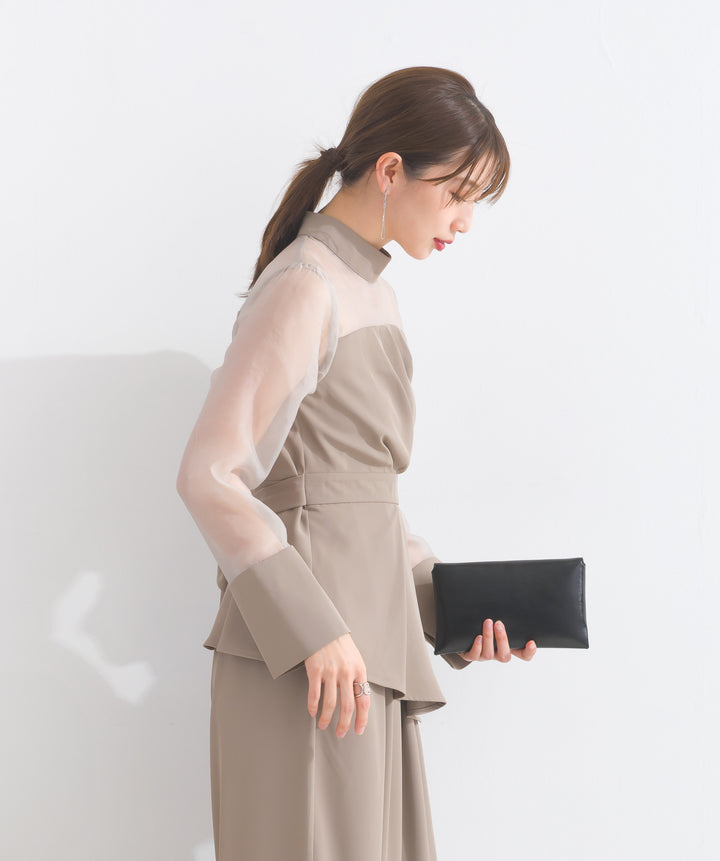 オーガンジードッキングカシュクールブラウス