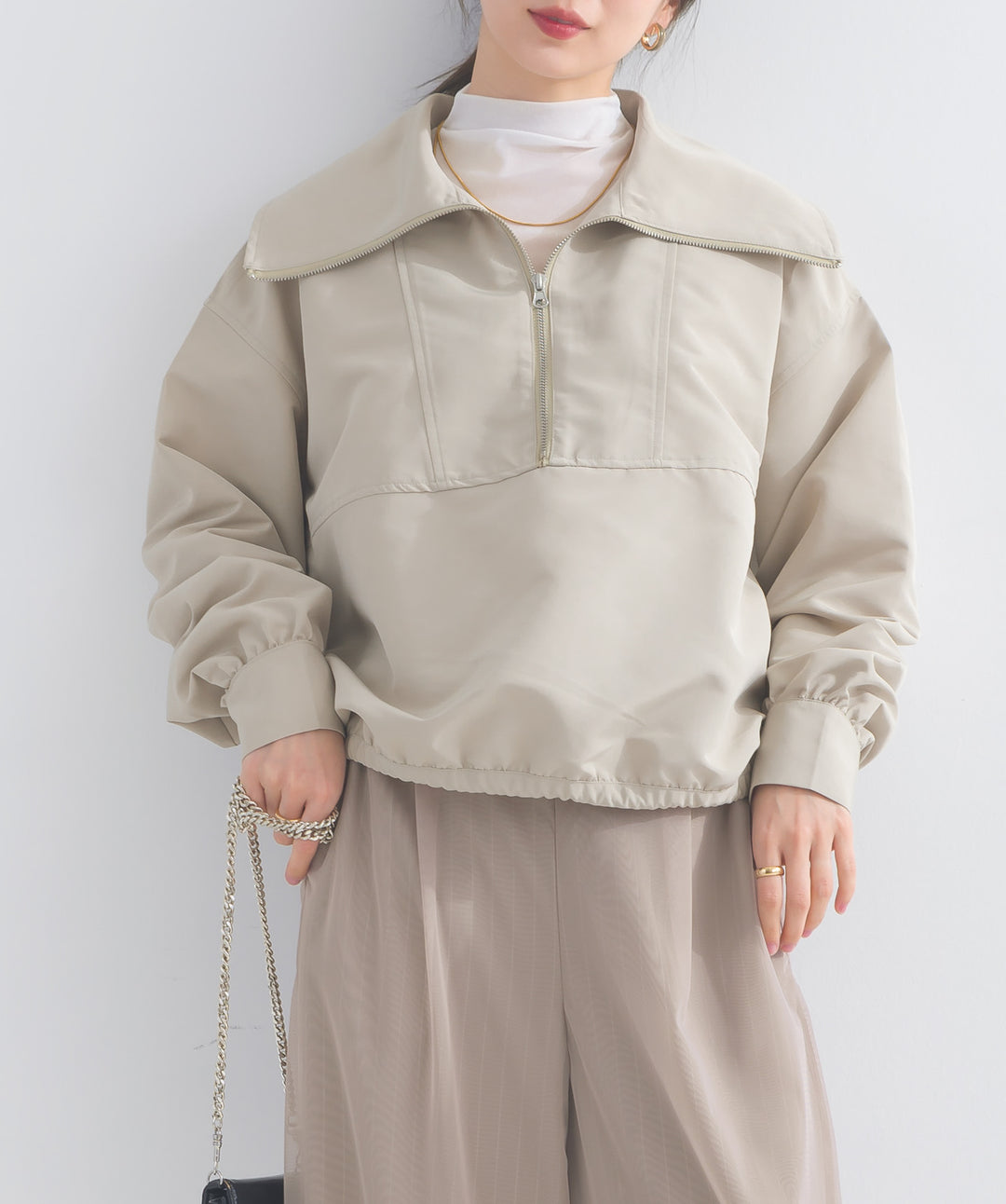 モックネックシアートップス