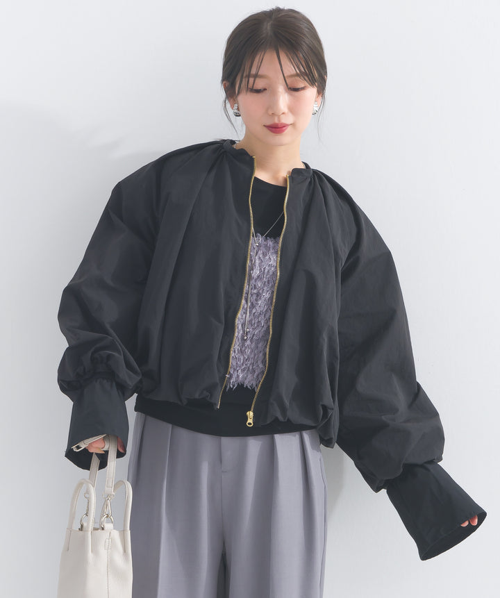 ナイロンタフタギャザーバルーンブルゾン