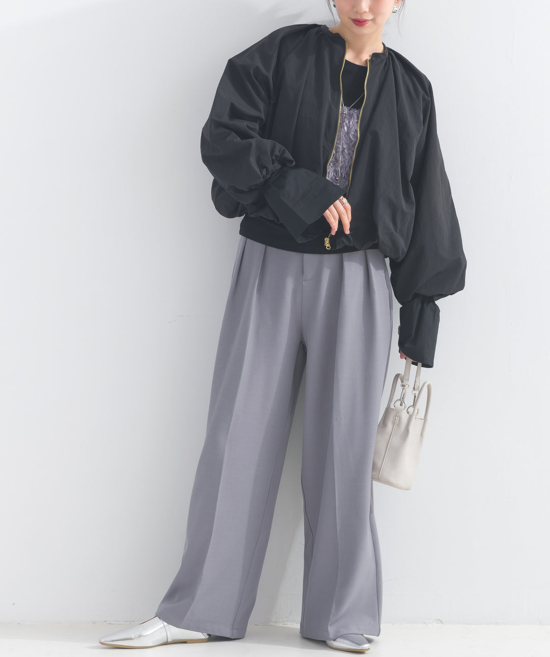 ウエストゴムワイドスラックス