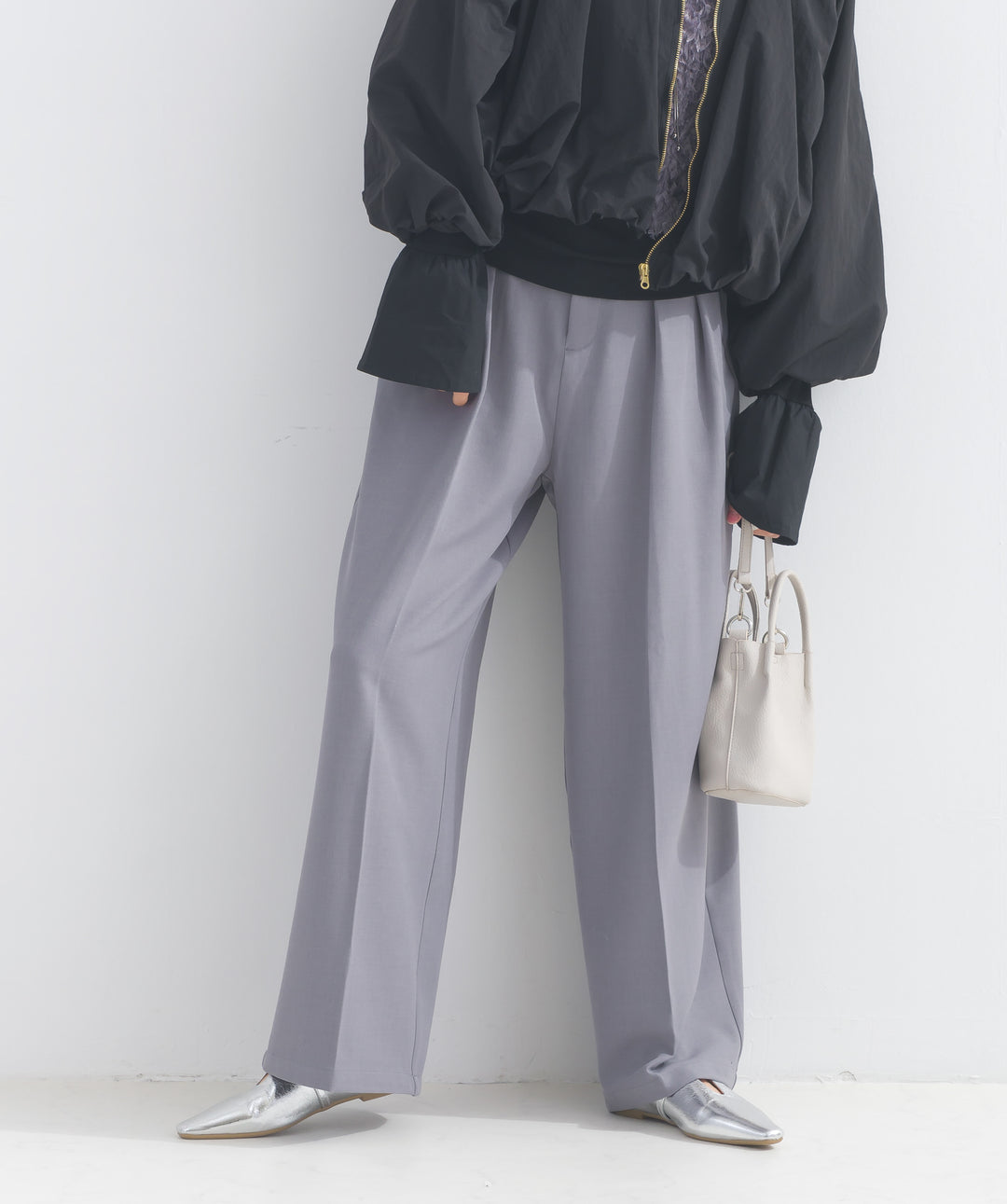 ウエストゴムワイドスラックス