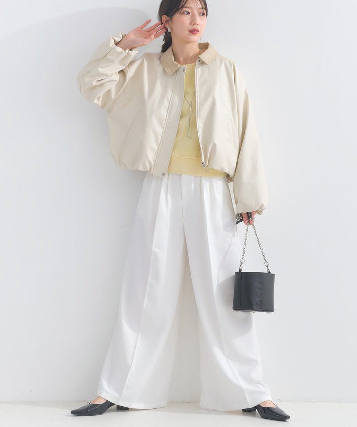 フェイクレザーショート丈ブルゾン