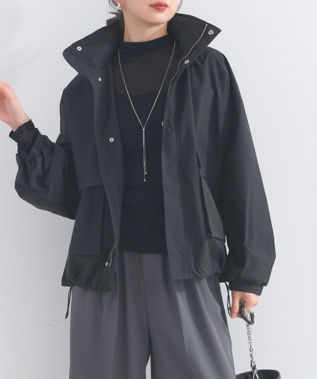 モックネックシアートップス