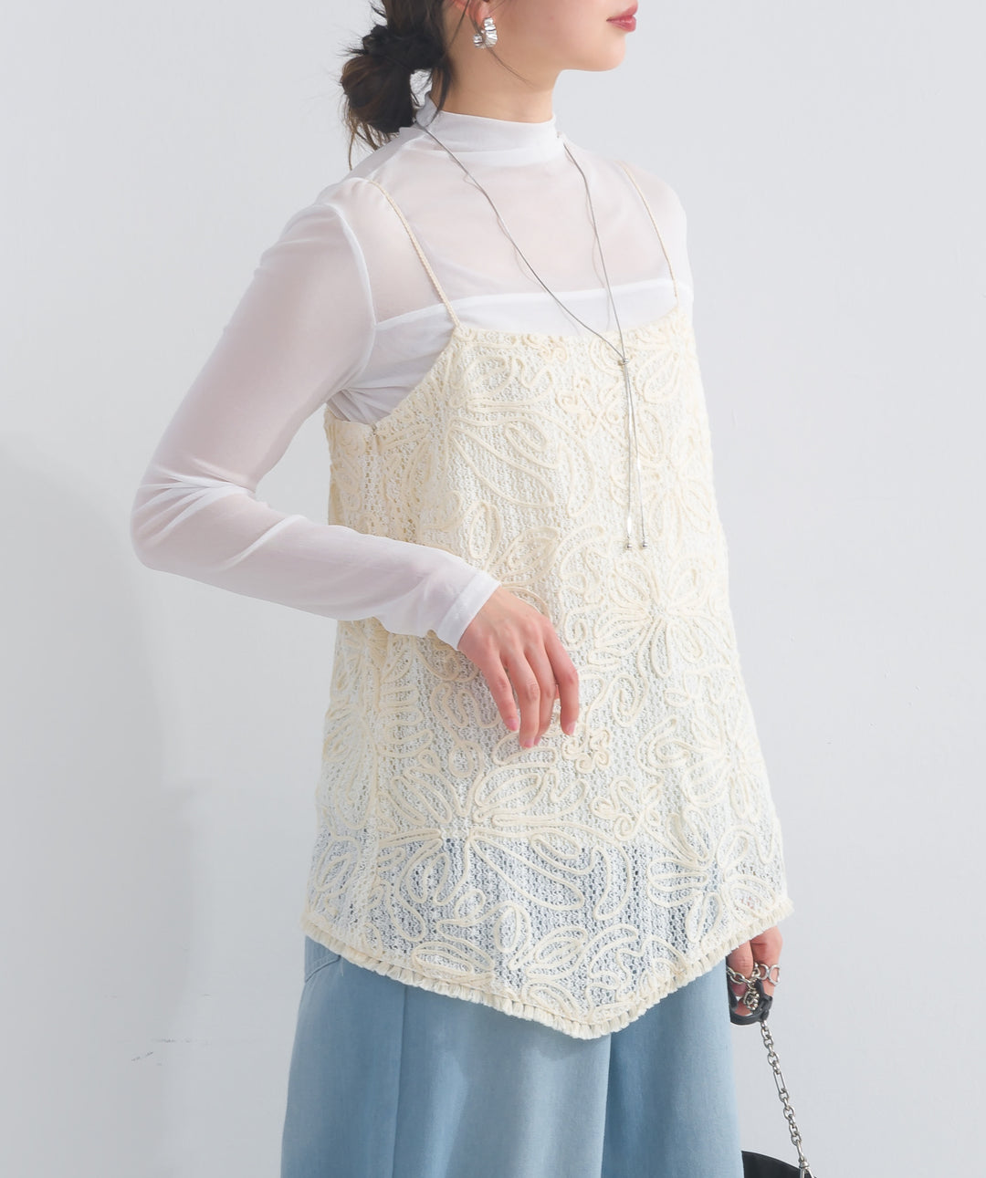 モックネックシアートップス