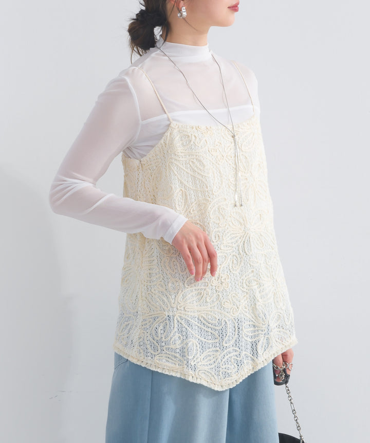 モックネックシアートップス