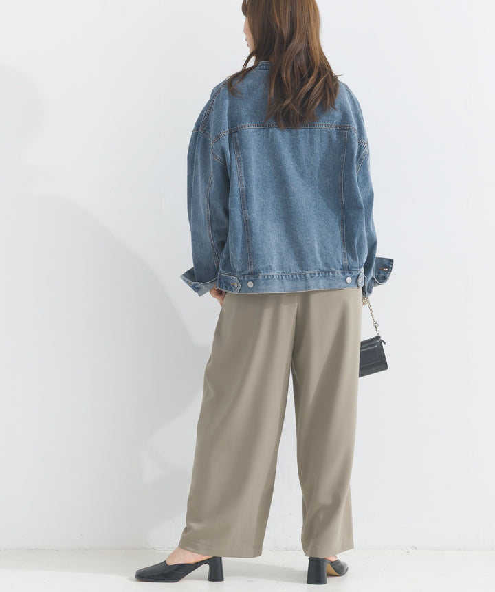 ノーカラーデニムジャケット