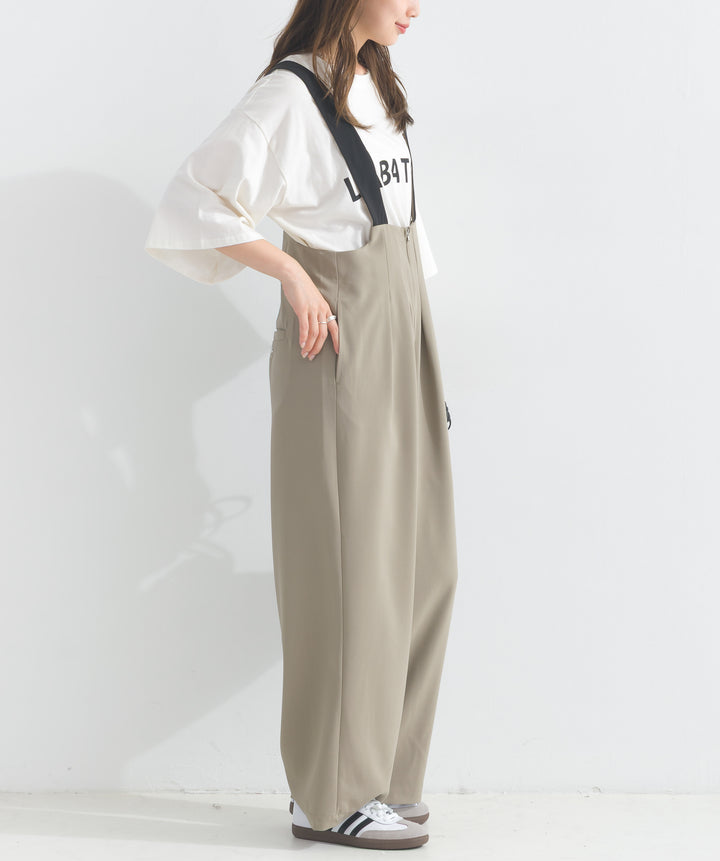 エステルストレッチ配色サロペット